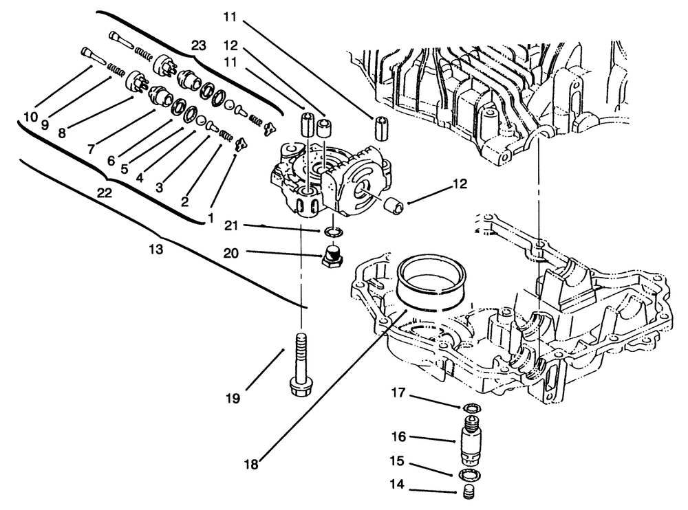Center Case Diagram and Parts List for 72085 6900001 - 6999999 Toro Lawn Tractor