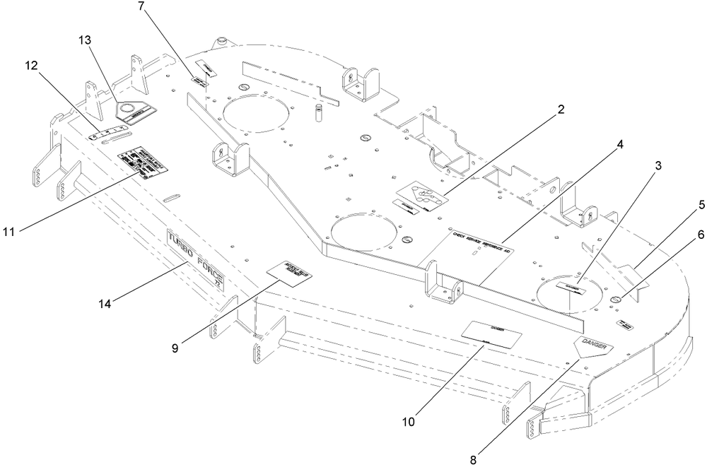 Deck Decal Assembly Diagram and Parts List for 74269CP (270000001-270999999)(2007) Toro Lawn Mower