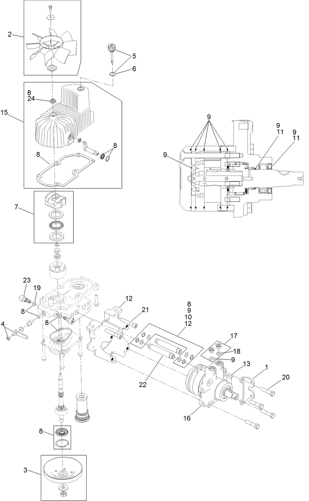 Rh Hydro Assembly Diagram and Parts List for 74945 401800000-403226783 Toro Lawn Tractor