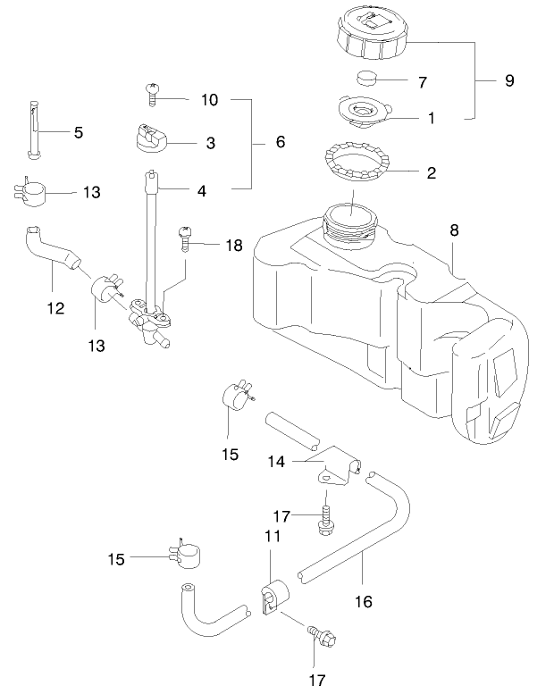 Fuel Tank/Fuel Valve Diagram and Parts List for 22171 9900001 - 9999999 Toro Lawn Mower