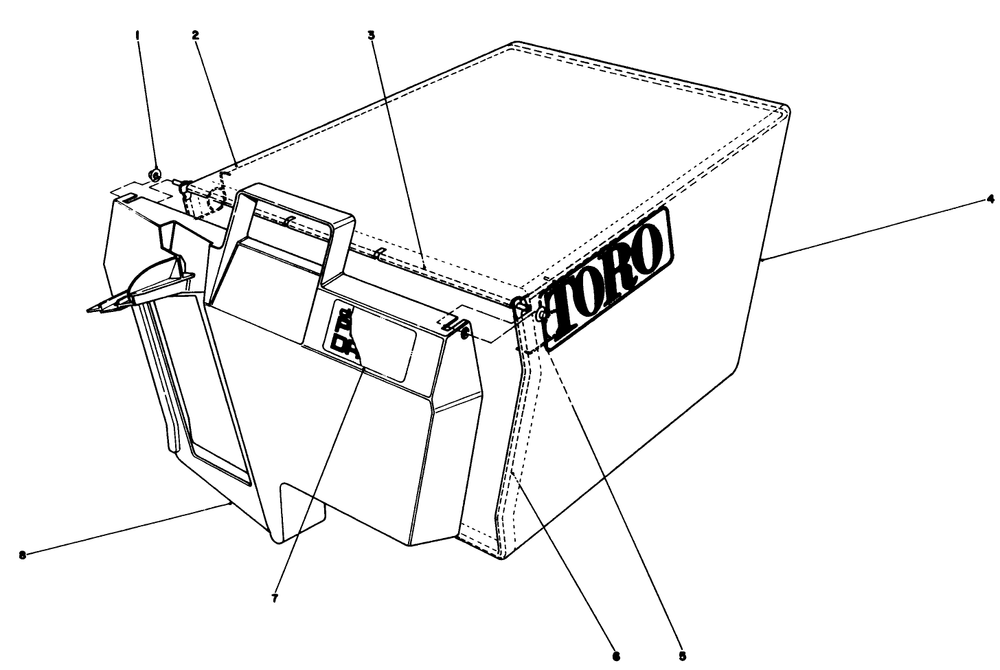 Grass Bag Assembly No. 11-0189 Diagram and Parts List for 20620C 8000001 - 8999999 Toro Lawn Mower