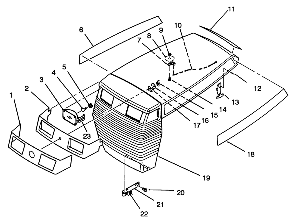 Hood Assembly Diagram and Parts List for R2-16BE01 2000001 - 2999999 Toro Lawn Tractor