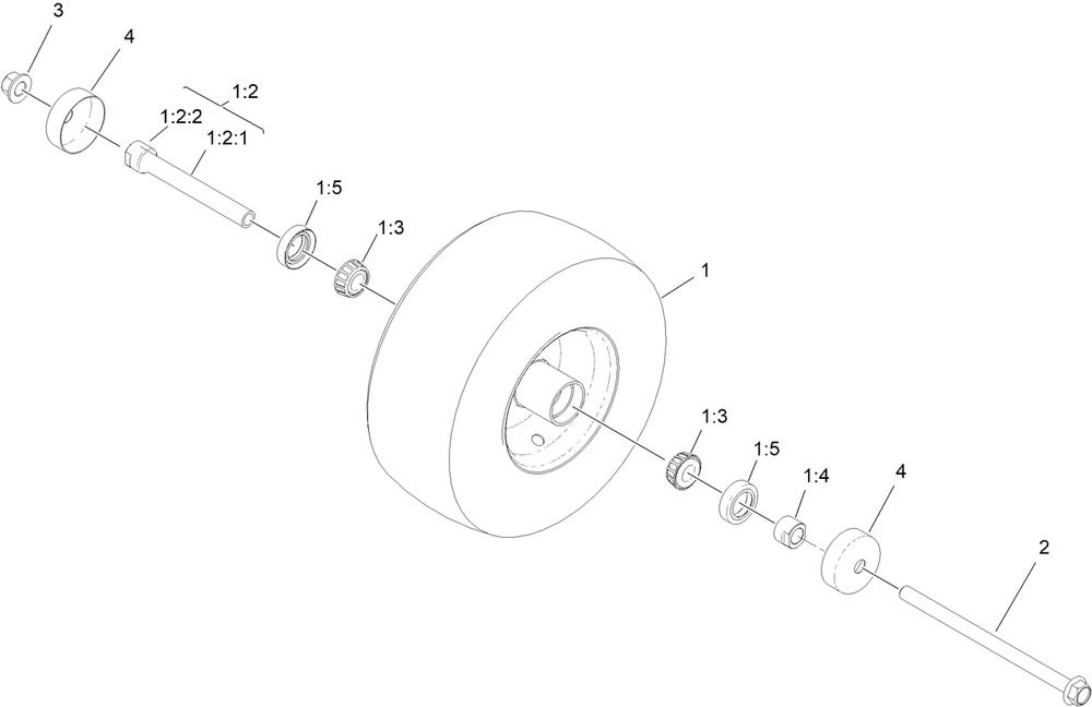 Wheel And Bearing Assembly No. 140-4896 Diagram and Parts List for 72517 400000000 - 414499999 Toro Lawn Mower