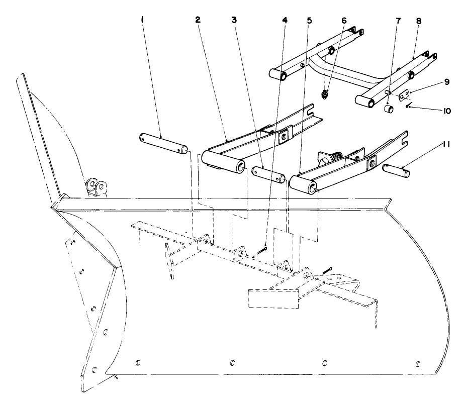 V-Plow Installation No. 30755 (Optional) Diagram and Parts List for 30775 300001 - 399999 Toro Lawn Tractor