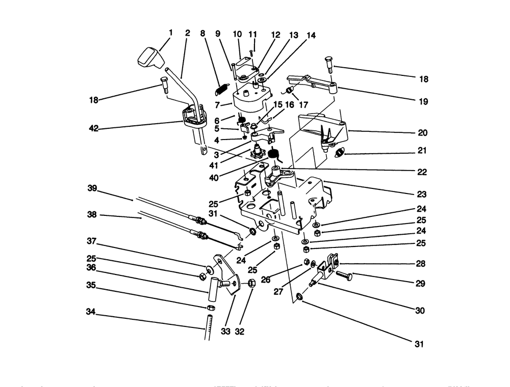 Traction Linkage Assembly Diagram and Parts List for 38540 1000001 - 1999999 Toro Snow Blower
