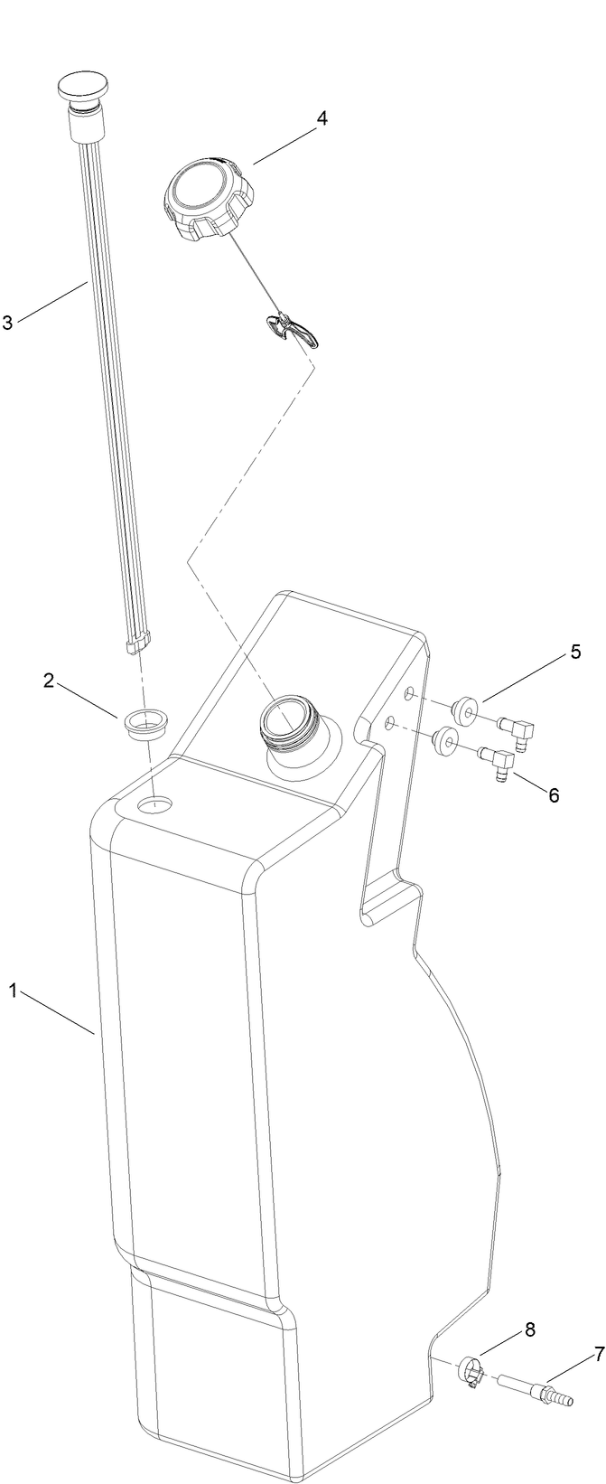 Fuel Tank Assembly No. 140-1679 Diagram and Parts List for 22370 413000000 - 414487256 Toro Lawn Tractor Accessories