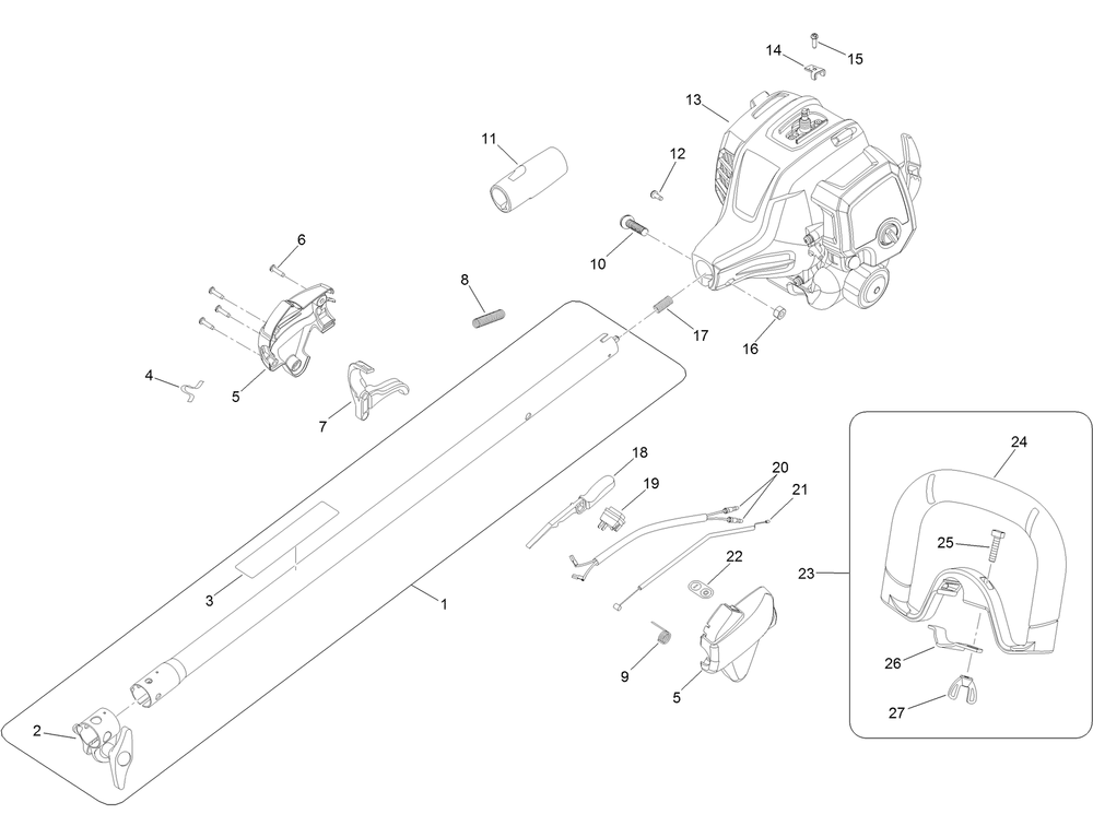 Upper Shaft, Handle And Powerhead Assembly Diagram and Parts List for 51978A 317000001 - 999999999 Toro Trimmer