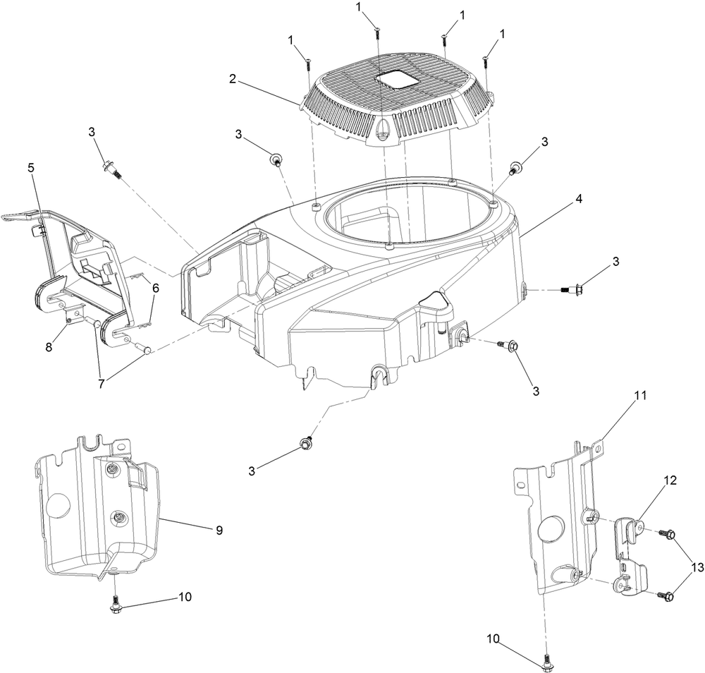 Blower Housing Assembly Diagram and Parts List for 74454 400000000-999999999 Toro Lawn Tractor