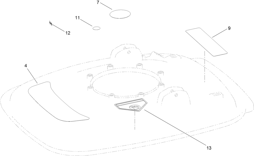 Deck Decal Assembly Diagram and Parts List for 2605 312000001 - 312999999 Toro Lawn Tractor Accessories