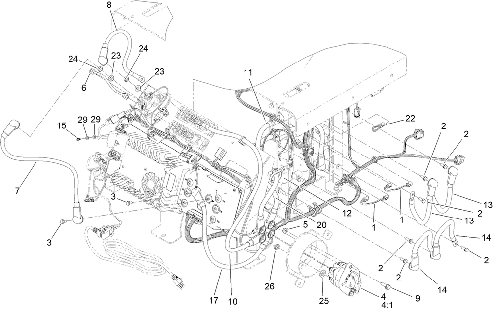 Battery Cable Assembly Diagram and Parts List for 68037 413000000 - 999999999 Toro Lawn Tractor Accessories