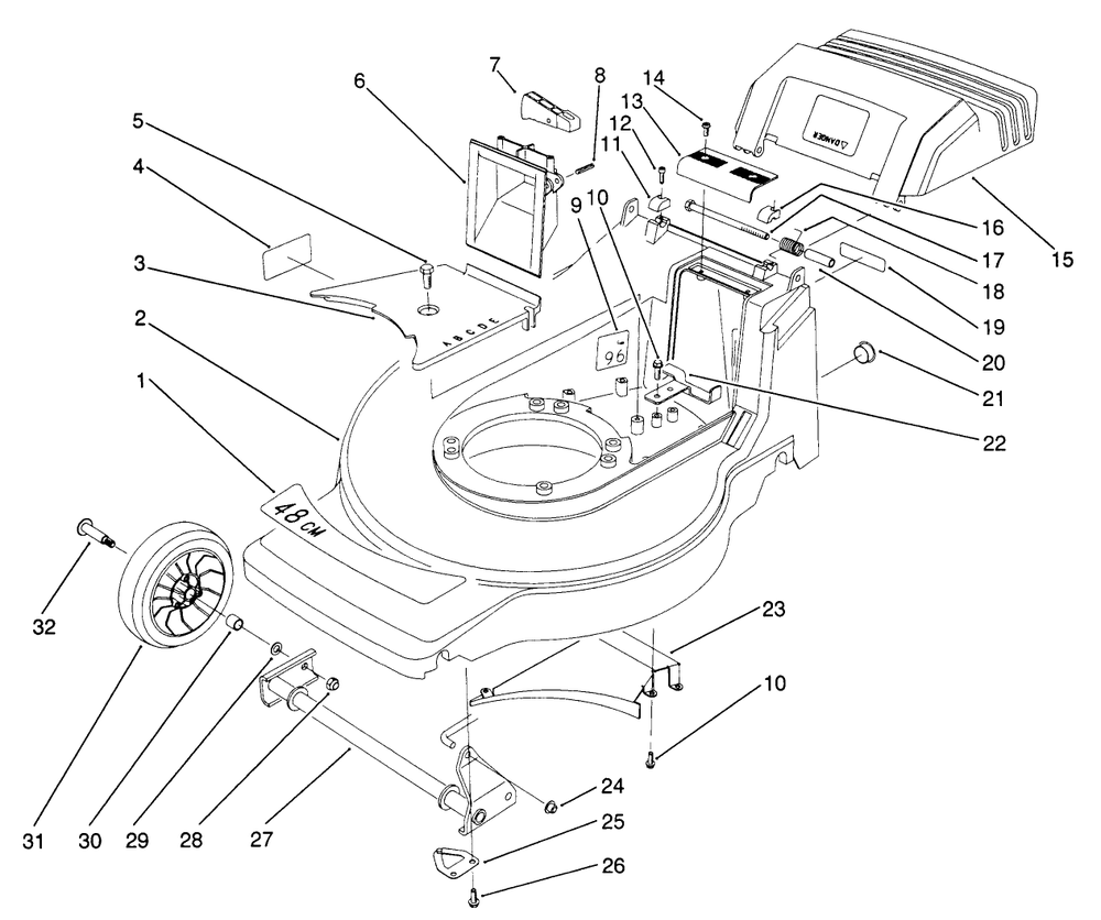 Housing Assembly (Model No. 20906b) Diagram and Parts List for 20906B 1000001 - 1999999 Toro Lawn Mower