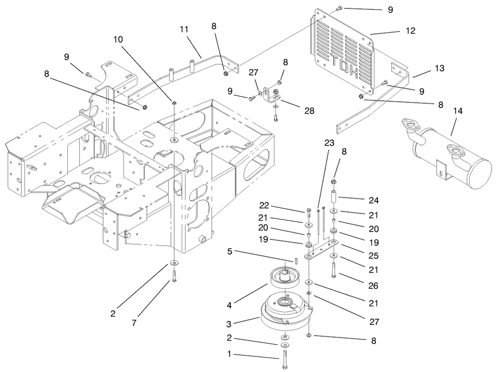 Engine And Clutch Assembly Diagram and Parts List for 74173 (990001-999999)(1999) Toro Lawn Mower