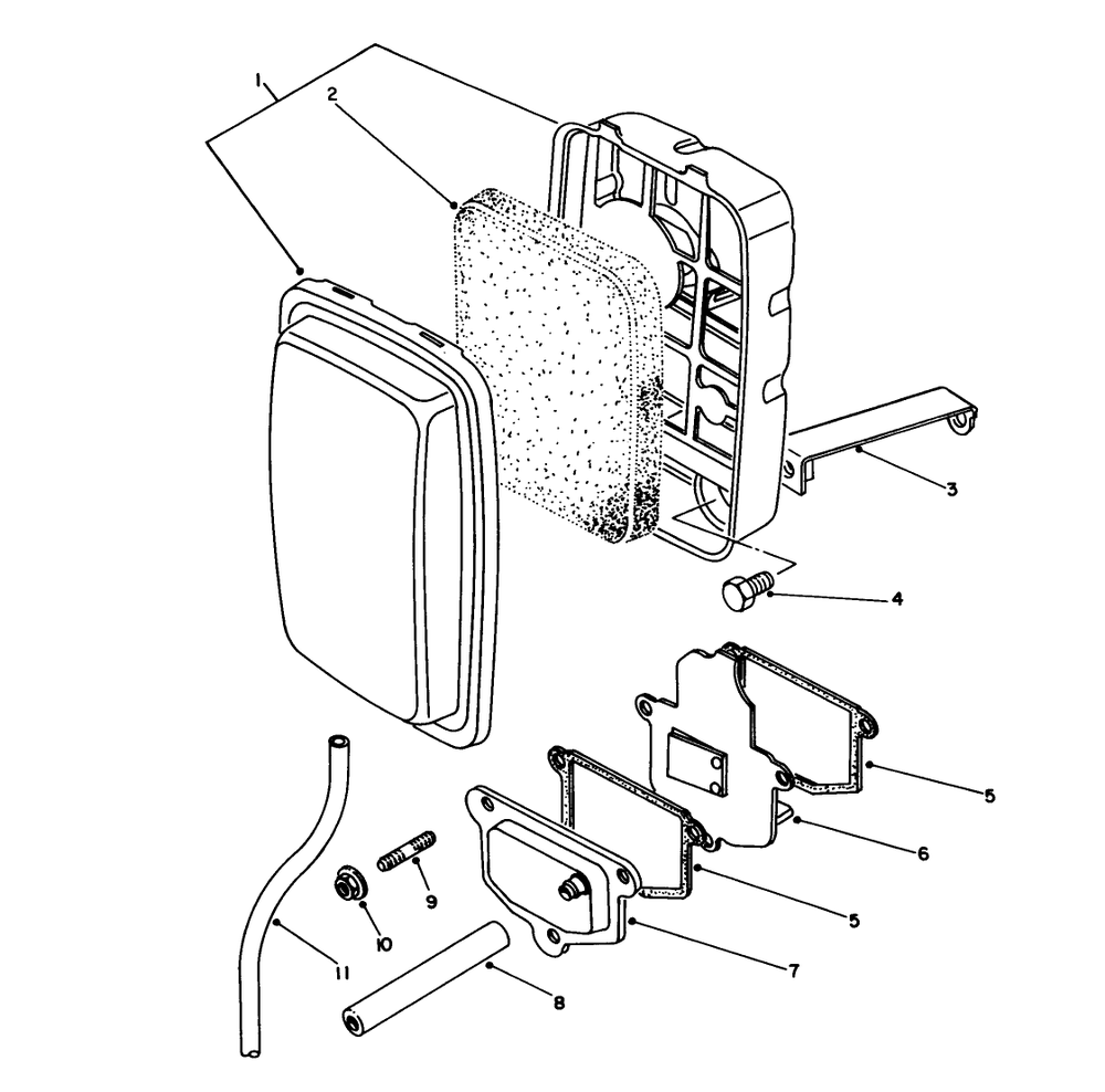Air Cleaner Diagram and Parts List for 62040 7000001 - 7999999 Toro Generator