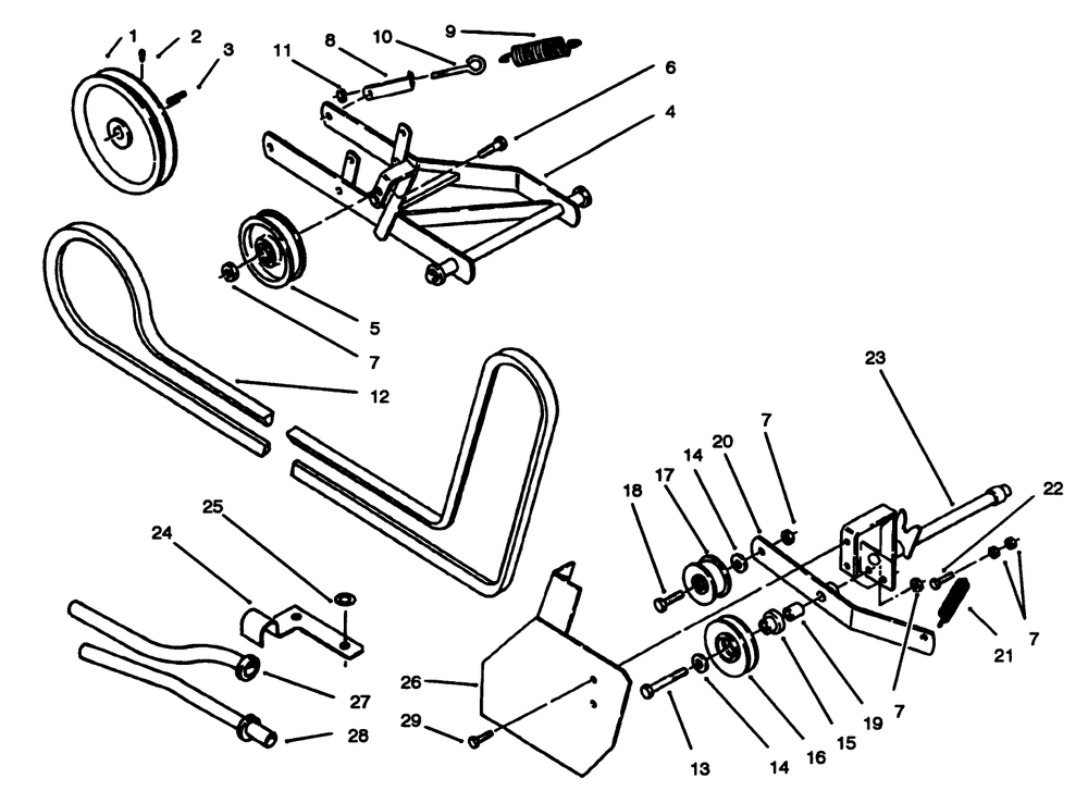 Pulley Assembly Diagram and Parts List for 79370 3900001 - 3999999 Toro Lawn Tractor