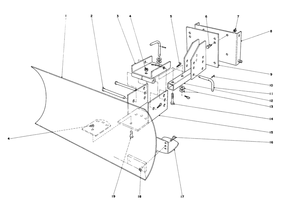Grader Blade Assembly Model 59099 Diagram and Parts List for 38160 0000001 - 0999999 Toro Snow Blower