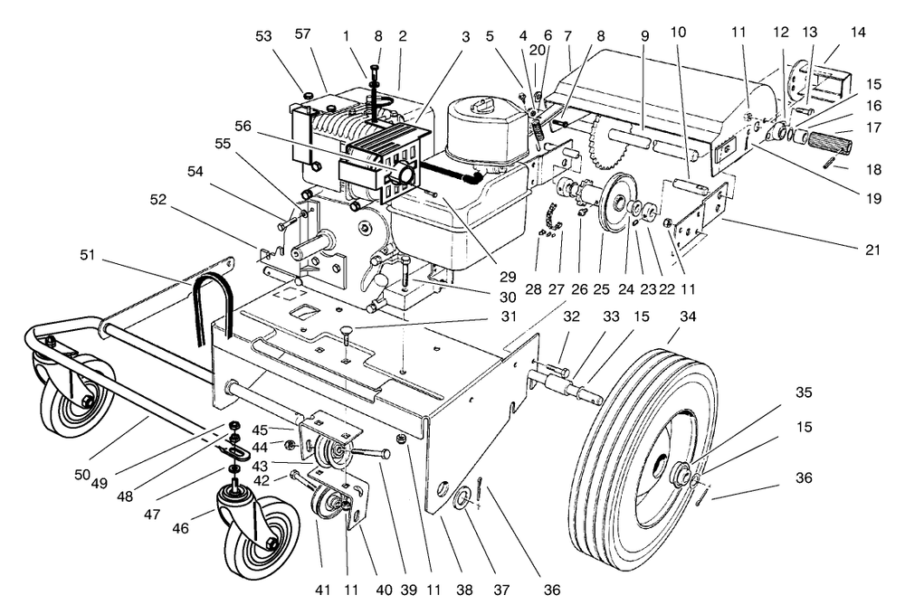 Engine & Base Assembly Diagram and Parts List for 62924 7900001 - 7999999 Toro Leaf Blower / Vacuum