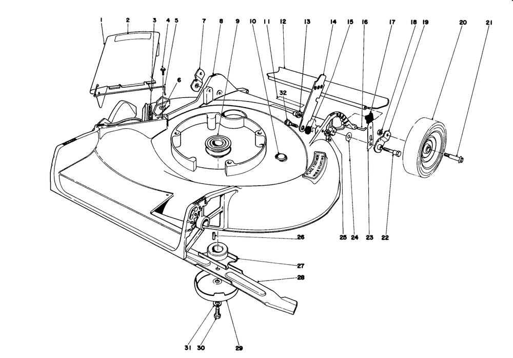 Housing Assembly Diagram and Parts List for 16390 1000001 - 1999999 Toro Lawn Mower