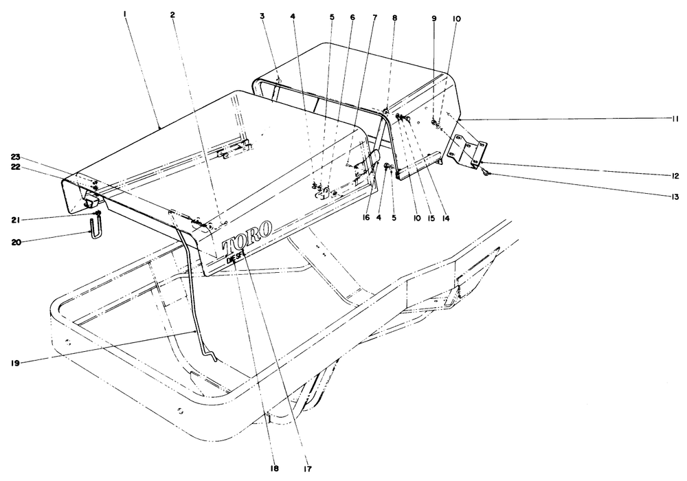Hood Assembly Diagram and Parts List for 73448 8900001 - 8900499 Toro Lawn Tractor
