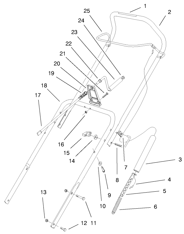Handle Assembly Diagram and Parts List for 38432 9900001 - 9999999 Toro Snow Blower