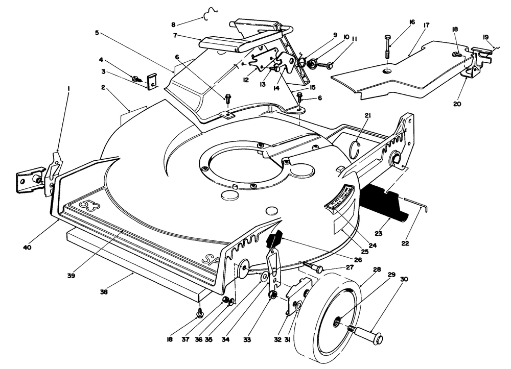 Housing Assembly Diagram and Parts List for 20627C 7000001 - 7999999 Toro Lawn Mower