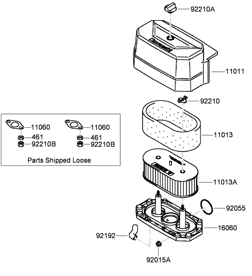 Air Filter And Muffler Assembly Diagram and Parts List for 74558 (290003001-290999999)(2009) Toro Lawn Mower