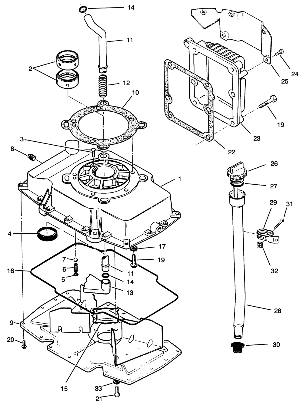 Oil Base & Fill Tube Assembly Diagram and Parts List for 74041 39000001 - 39999999 Toro Lawn Tractor