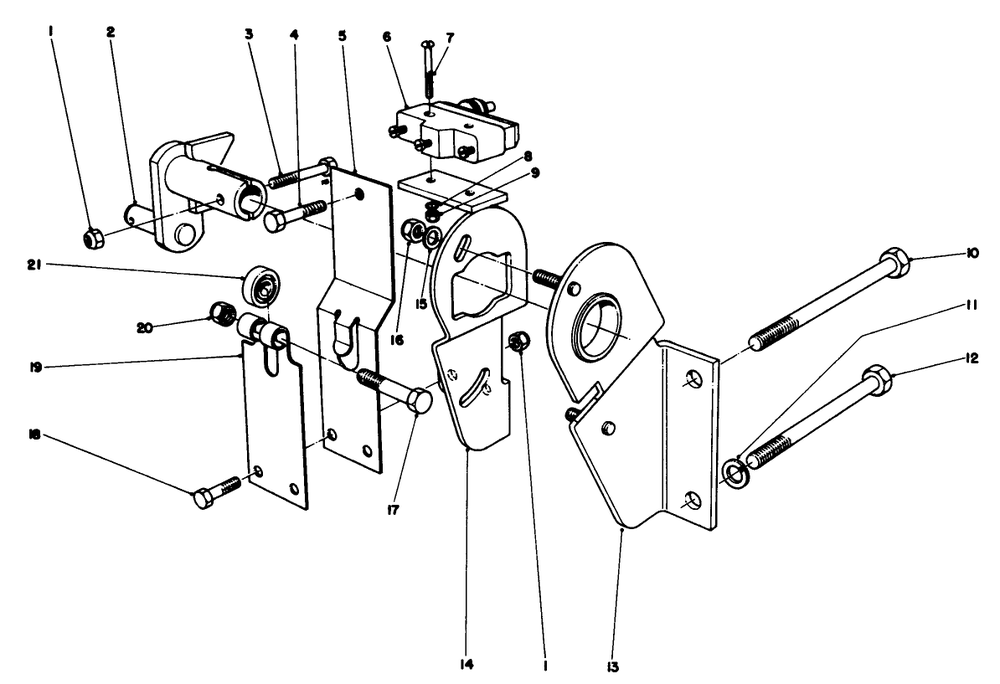 Transmission Interlock Assembly Diagram and Parts List for 30760 90001 - 99999 Toro Lawn Tractor