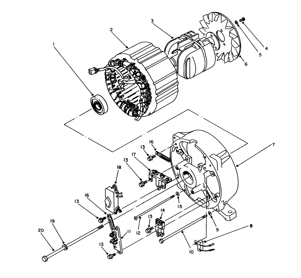 Generator Assembly Diagram and Parts List for 62040 7000001 - 7999999 Toro Generator