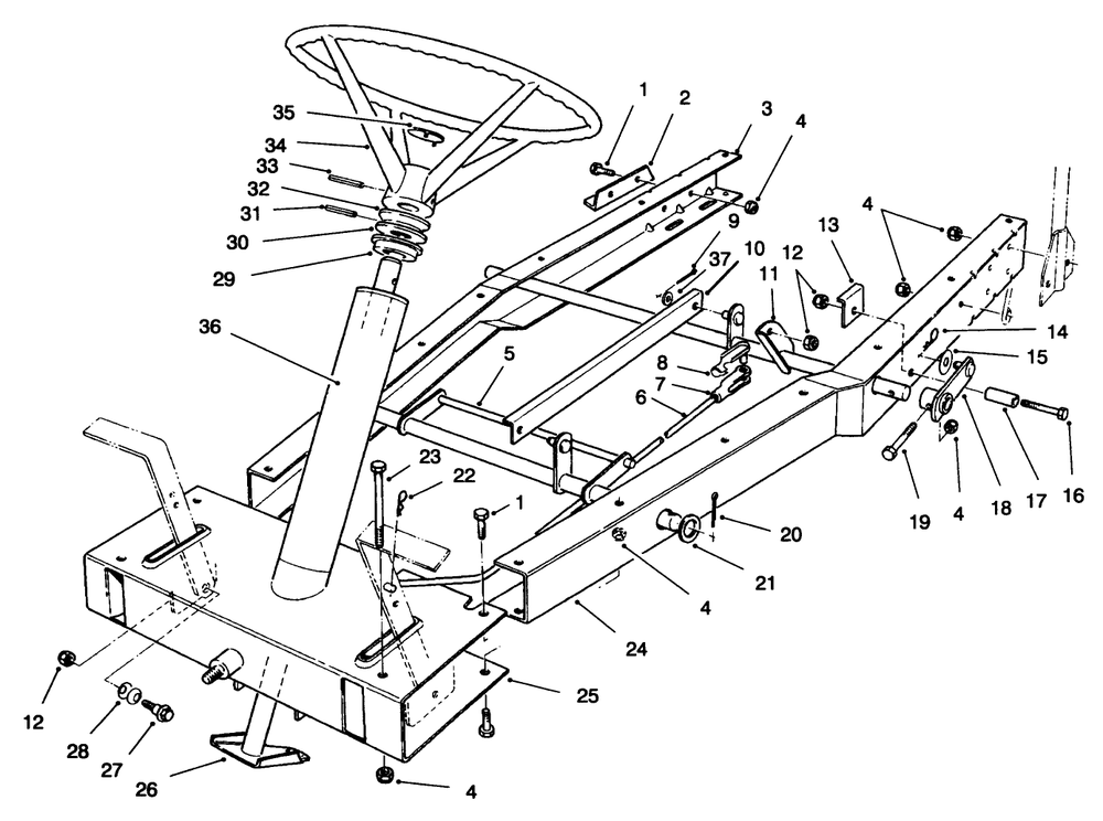 Frame Assembly Diagram and Parts List for 70060 6900001 - 6999999 Toro Lawn Tractor
