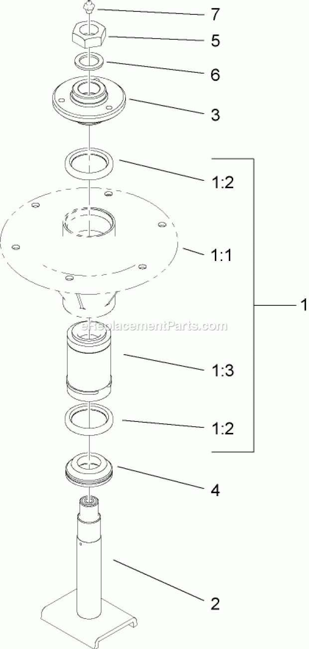 Spindle Assembly No. 112-8698 Diagram and Parts List for 74263CP 270000001-270999999 Toro Lawn Mower