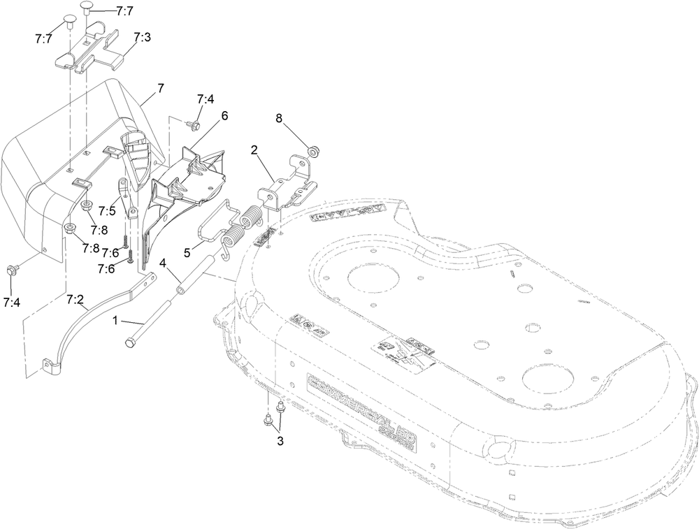 Side Discharge Chute Assembly Diagram and Parts List for 22232T 400000000 - 999999999 Toro Lawn Mower