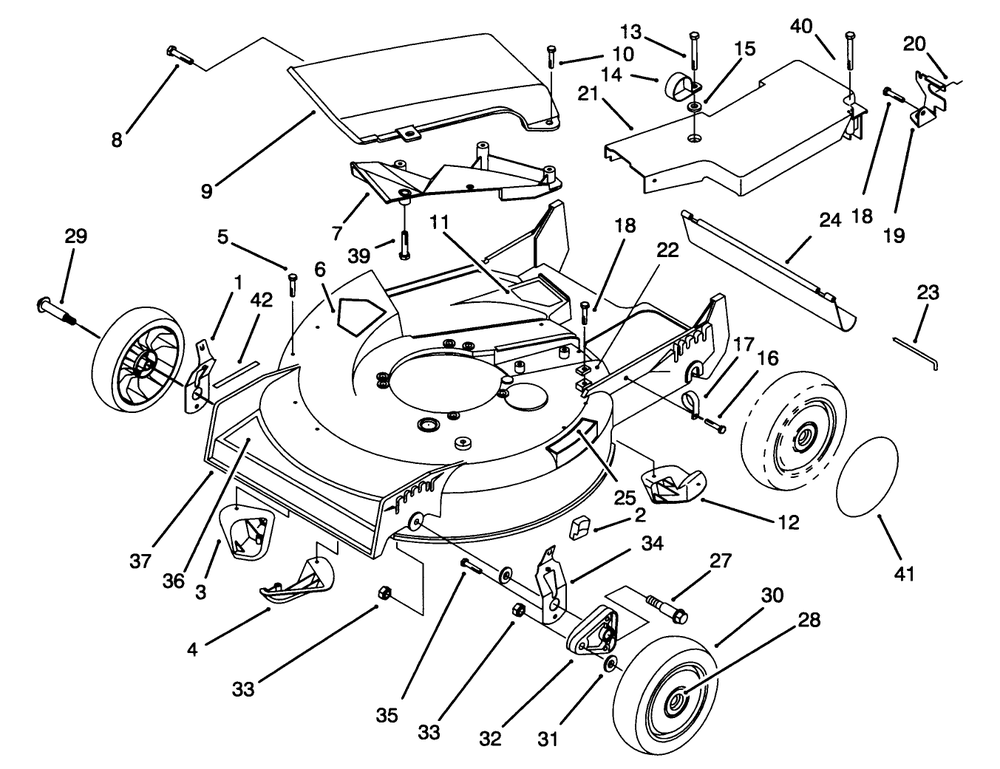 Housing Assembly Diagram and Parts List for 20439 49000001 - 49999999 Toro Lawn Mower