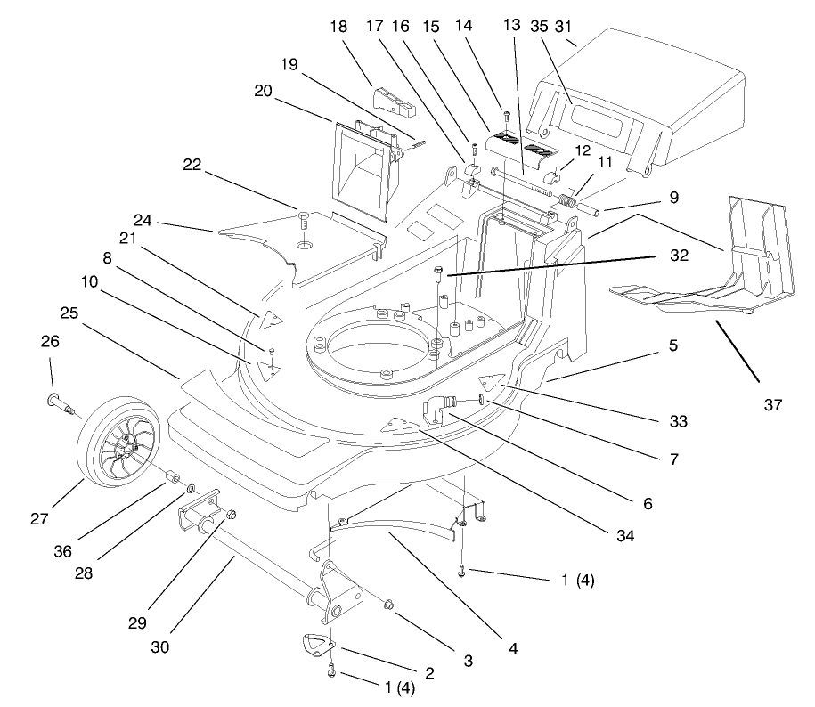 Deck Assembly Diagram and Parts List for 20803 7900001 - 7999999 Toro Lawn Mower