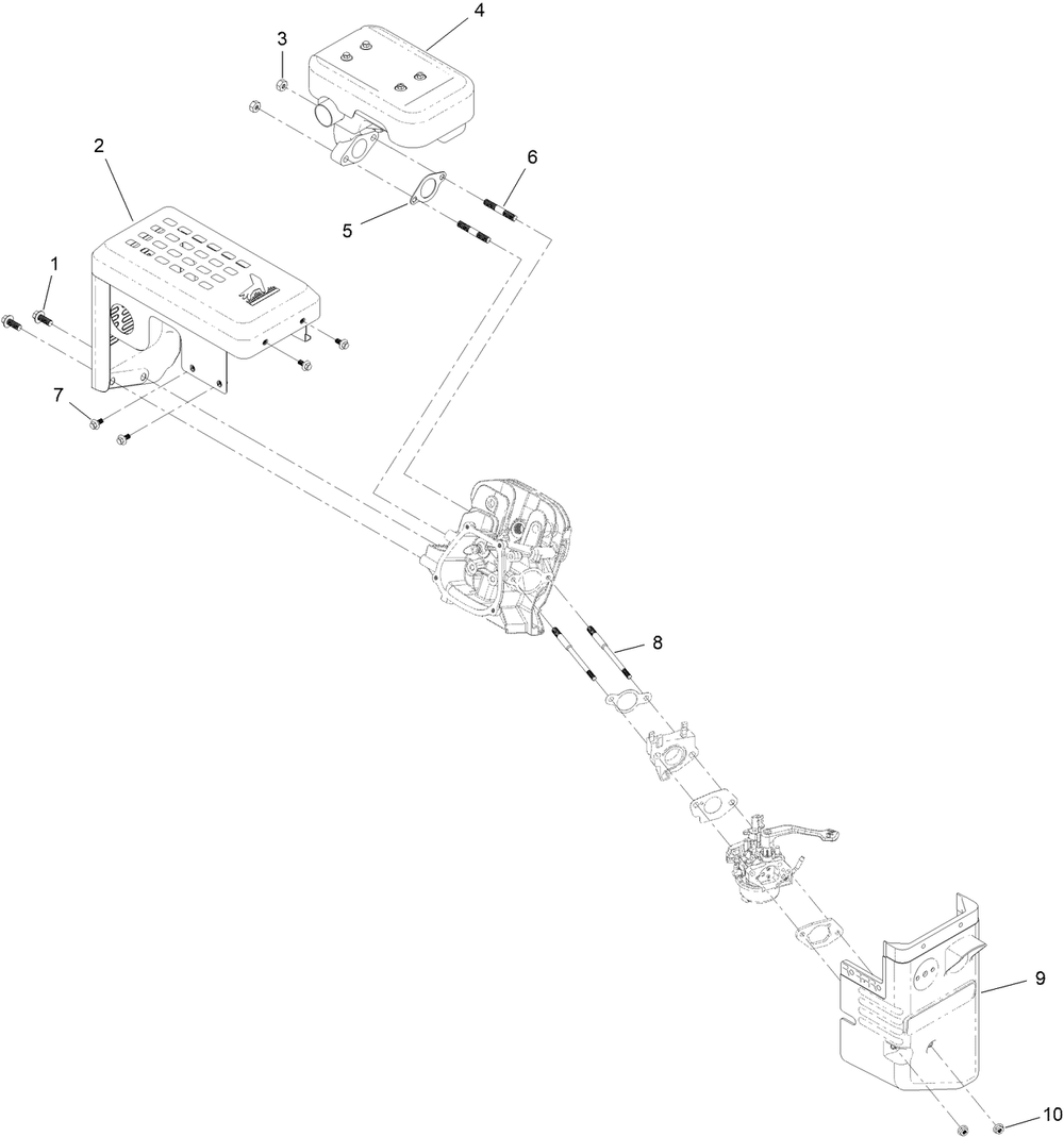 Intake And Exhaust Assembly Diagram and Parts List for 38870 409000000 - 999999999 Toro Snow Blower