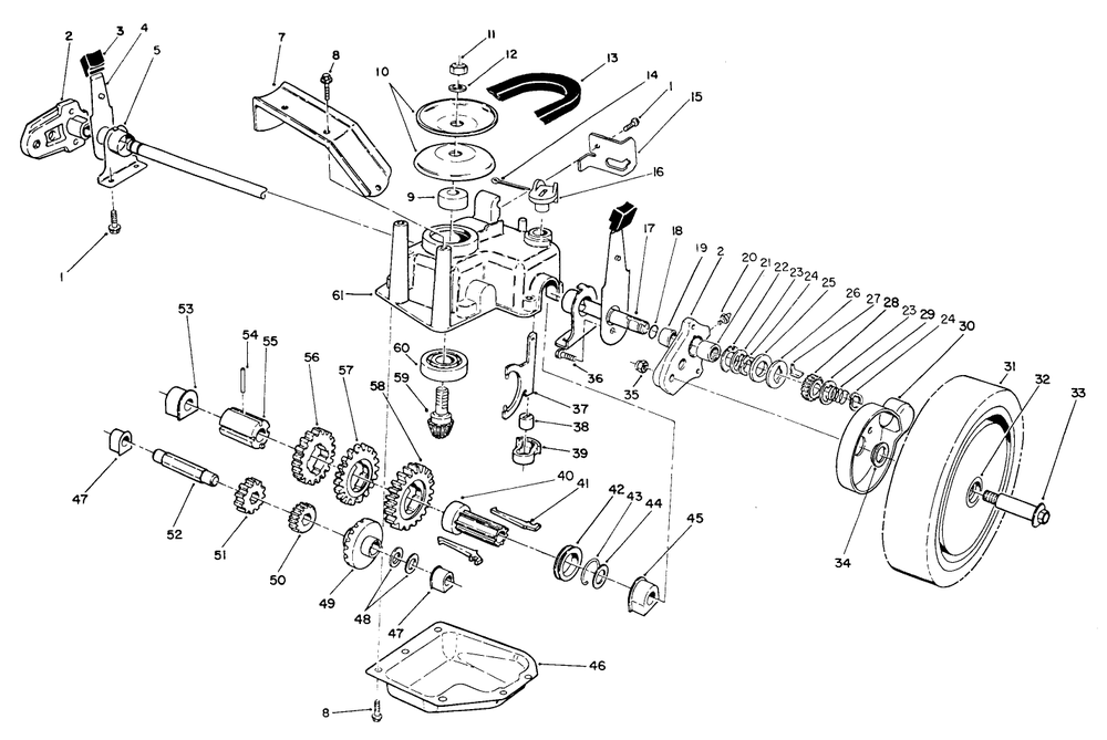 Gear Case Assembly Diagram and Parts List for 26626 1000001 - 1999999 Toro Lawn Mower