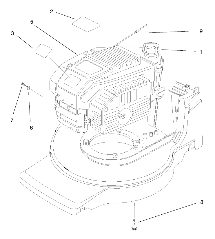 Engine Assembly Diagram and Parts List for 20823 8900001 - 8999999 Toro Lawn Mower