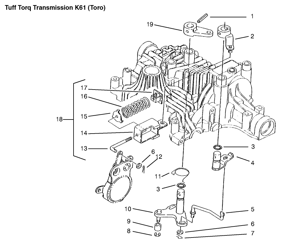 Brake Interlock Diagram and Parts List for 72070 9900001 - 9999999 Toro Lawn Tractor