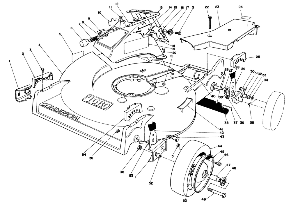 Housing Assembly (Model 22030 Continued) Diagram and Parts List for 22030 5000001 - 5999999 Toro Lawn Mower