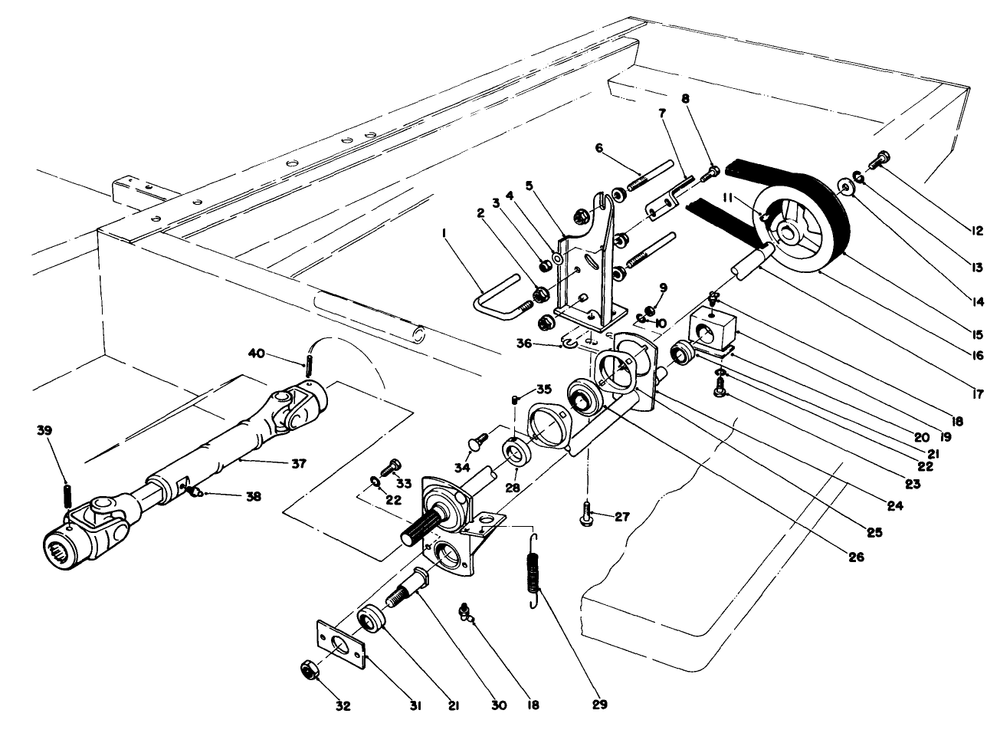 Power Take-Off Assembly Diagram and Parts List for 30798 0000001 - 0999999 Toro Lawn Tractor