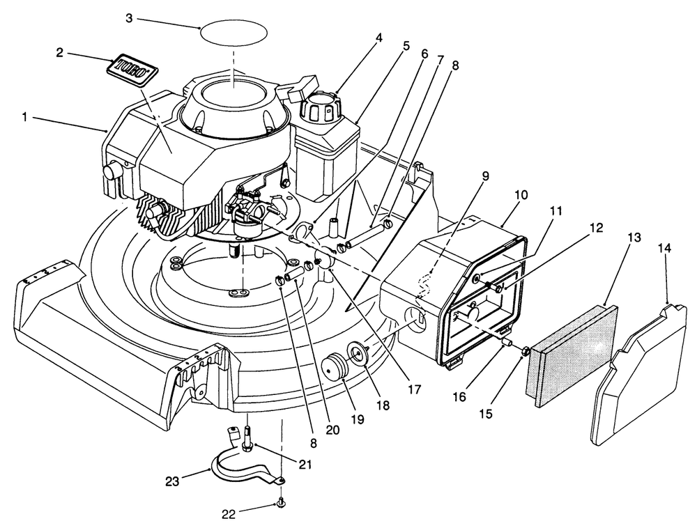 Engine Assembly Diagram and Parts List for 26683 0000001 - 0999999 Toro Lawn Mower