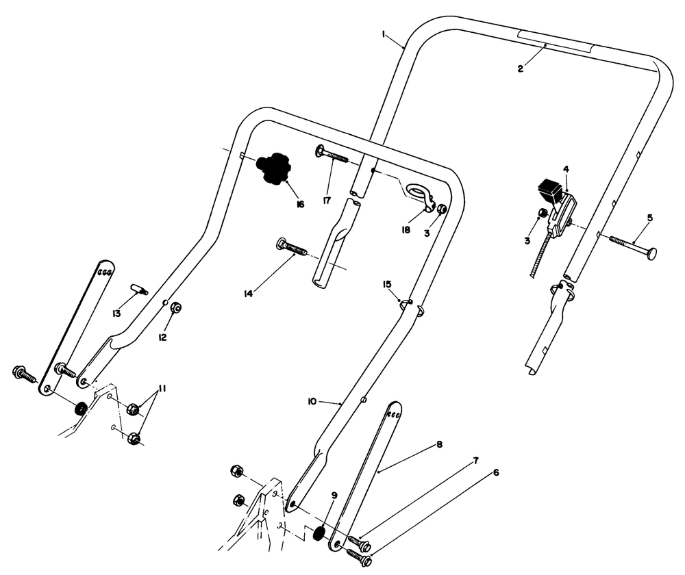 Handle Assembly Diagram and Parts List for 20563 0000001 - 0999999 Toro Lawn Mower