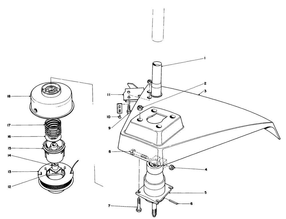 Trimmer Head Assembly Diagram and Parts List for 51603 3000001 - 3999999 Toro Trimmer