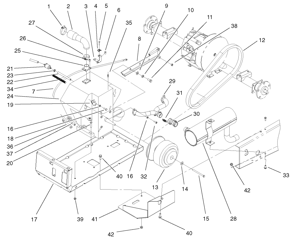 Engine And Clutch Assembly Diagram and Parts List for 12003 210000001 - 210999999 Toro Lawn Tractor