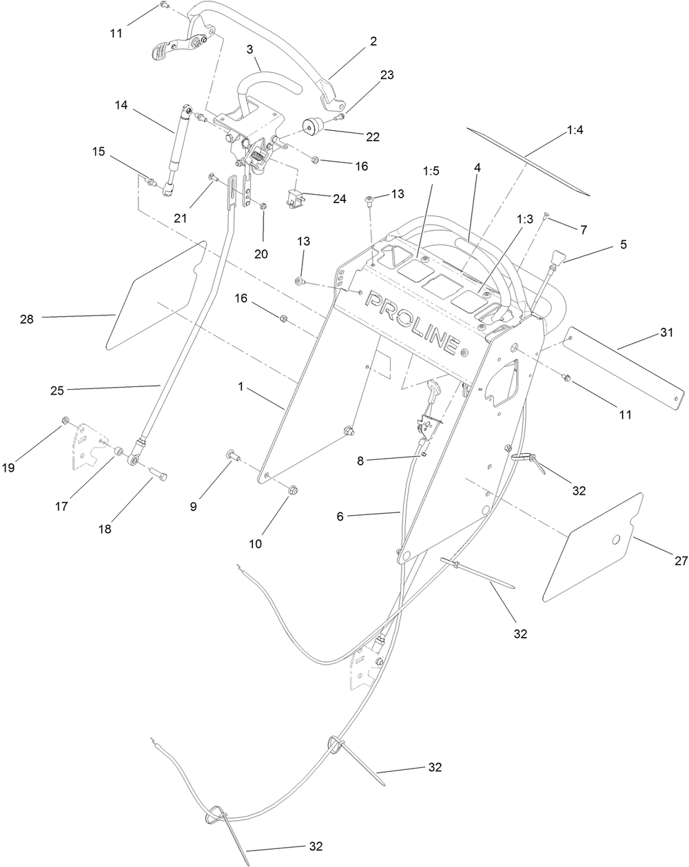 Operator Control Assembly Diagram and Parts List for 44427 406959897-406959899 Toro Lawn Mower