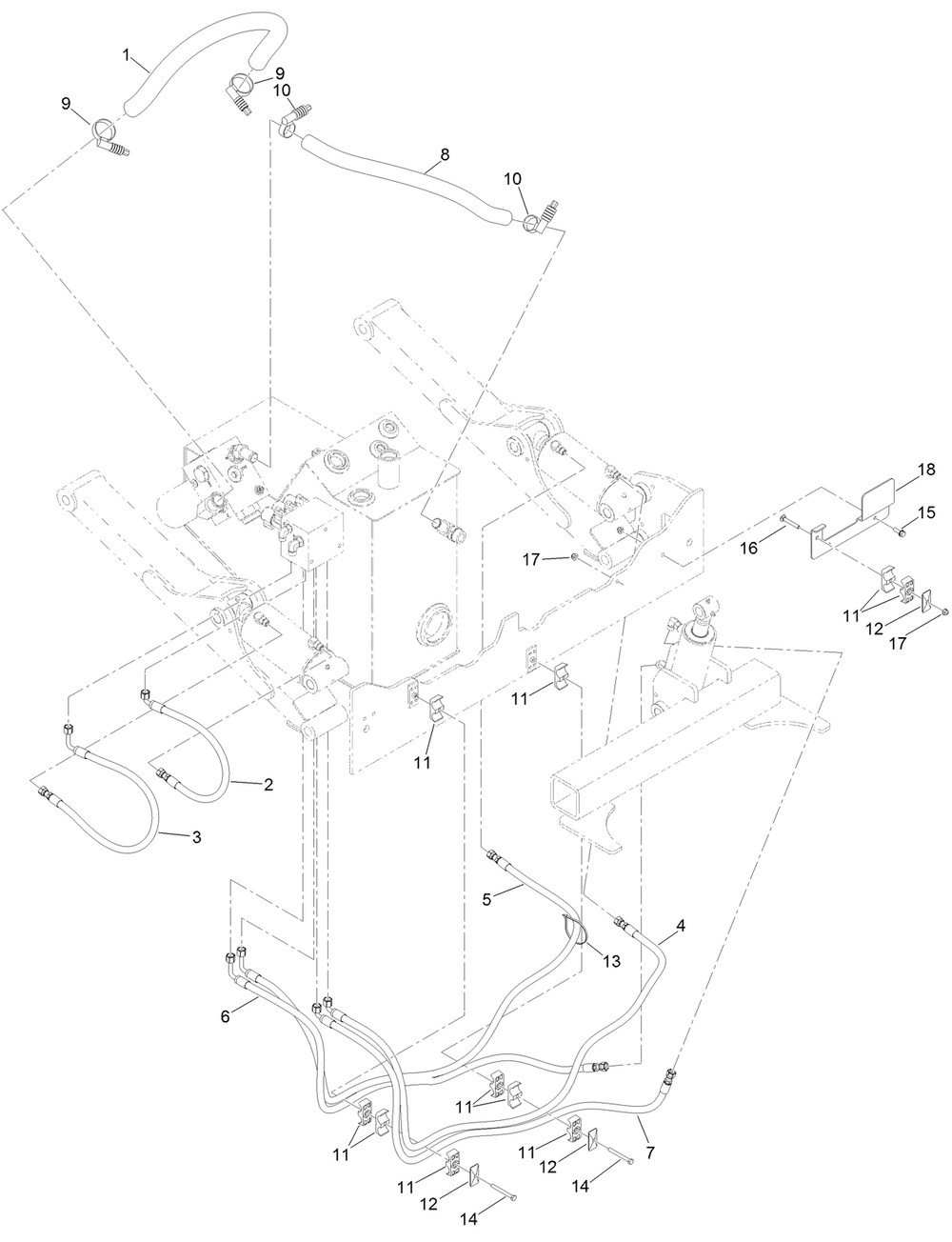 Stablizer Legs And Return Manifold  Hydraulic Hose Assembly Diagram and Parts List for 23803 400000000 - 999999999 Toro Lawn Tractor Accessories