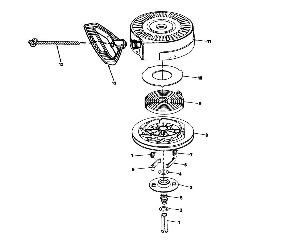Rewind Starter No. 590646 Diagram and Parts List for 38052 4900001 - 4999999 Toro Snow Blower