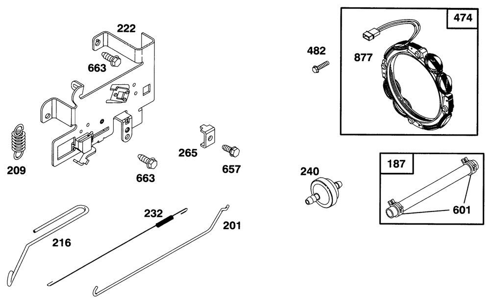 Engine Briggs & Stratton Model 282707-0119-01 Diagram and Parts List for 71201 6900001 - 6999999 Toro Lawn Tractor