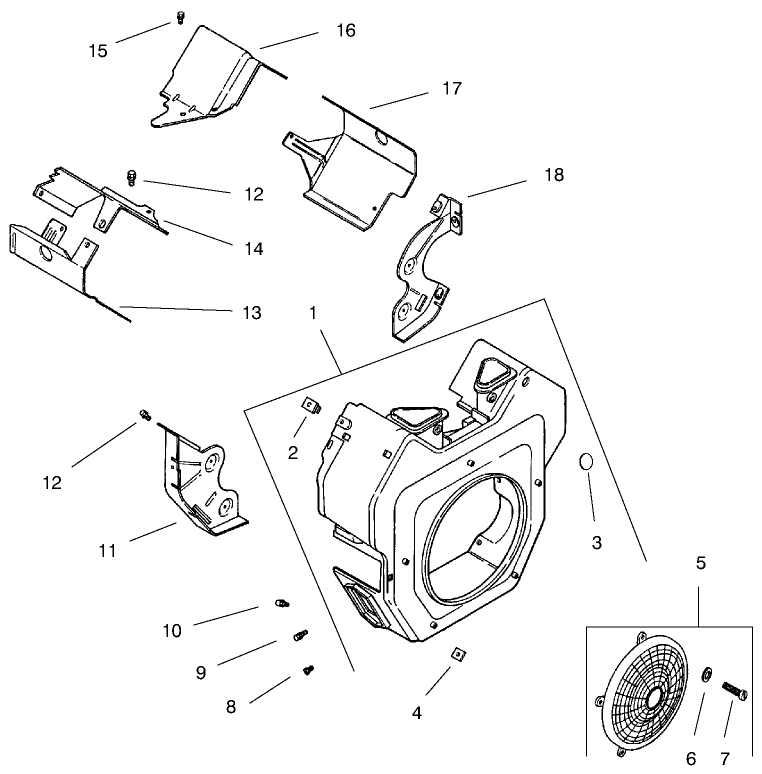 Group 6-Blower Housing & Baffles Diagram and Parts List for 22304 890001 - 899999 Toro Lawn Tractor Accessories