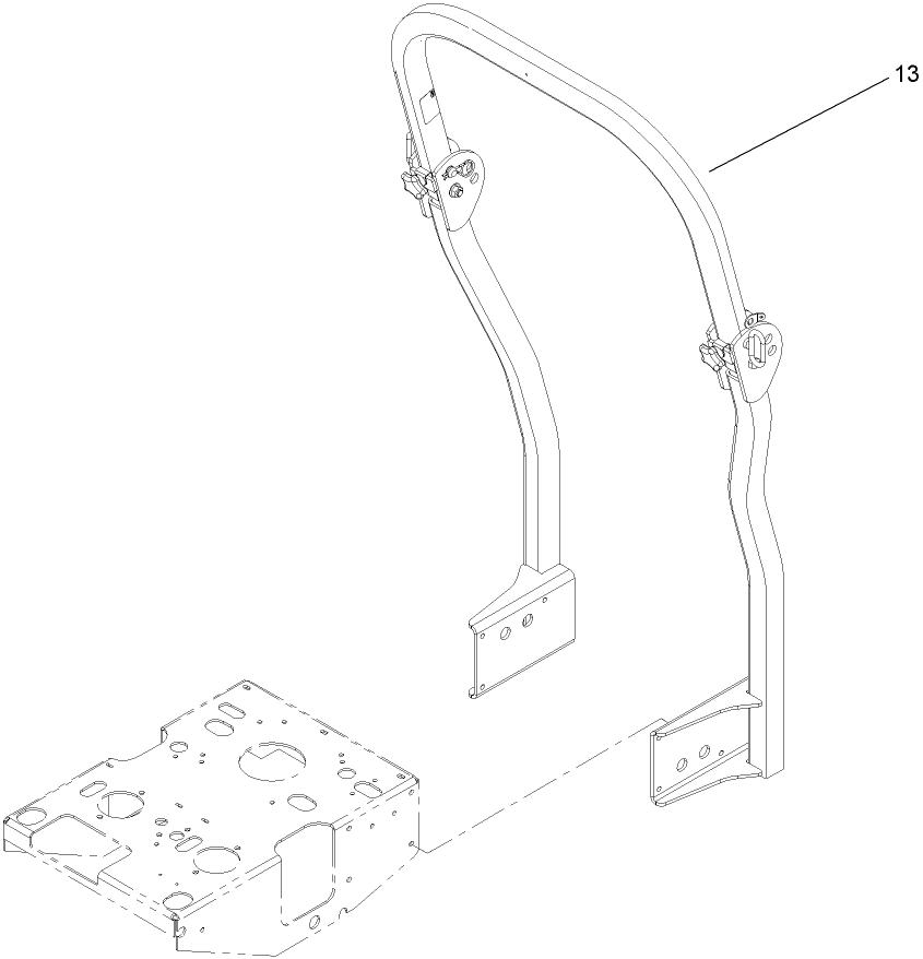 Roll-Over-Protection-System Assembly 1 Diagram and Parts List for 74415 (250000001-250005000)(2005) Toro Lawn Mower