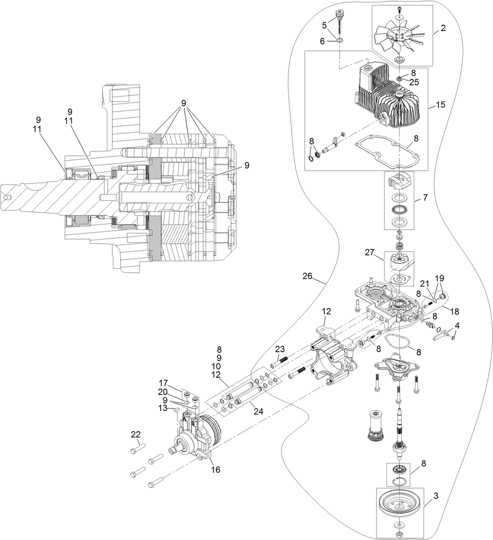 Lh Hydro Assembly No. 135-7899 Diagram and Parts List for 72906 412200000 - 999999999 Toro Lawn Tractor